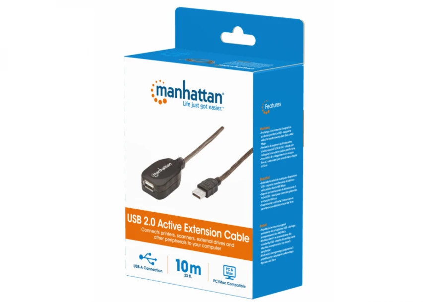 Kabl Manhattan 150248 USB-A M/F 2.0/480Mbps/produžni aktivni/10m