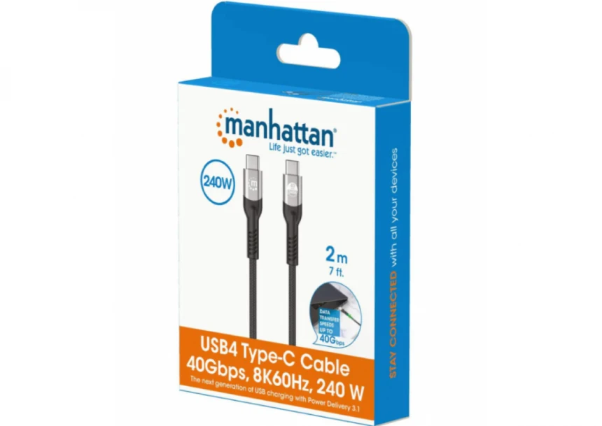 Kabl Manhattan 356381 USB-C M/M 3.1/8K/60Hz/Thunderbolt 4/40Gbps/PD/2m