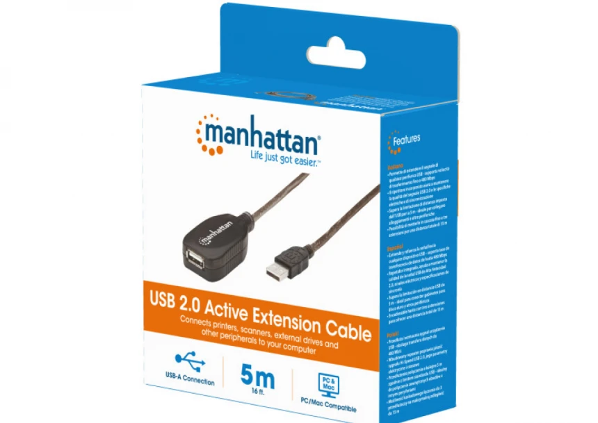 Kabl Manhattan 519779 USB-A M/F 2.0/480Mbps/produžni aktivni/5m