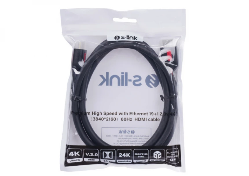 Kabl S-link SL-HDM4K011 HDMI na HDMI M/M v2.0 4K/60Hz 1,5m
