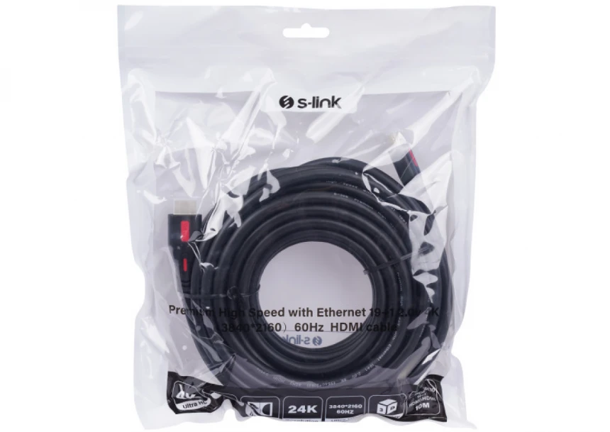 Kabl S-link Sl-HDM4K10 HDMI na HDMI M/M v2.0 4K/60Hz 10m