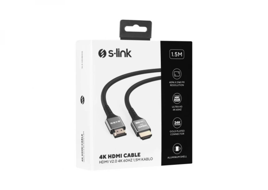 Kabl S-link SLX-HD4K015 HDMI na HDMI M/M v2.0 4K/60Hz Metal 1.5m