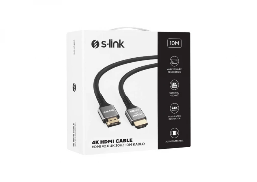 Kabl S-link SLX-HD4K10 HDMI na HDMI M/M v2.0 4K/30Hz Metal 10m