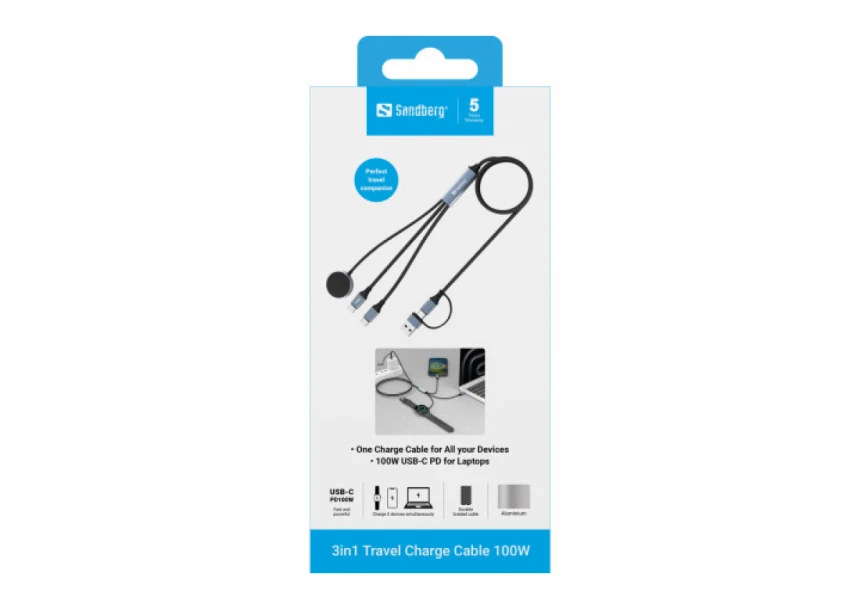 Kabl Sandberg 3u1 441-69 2xUSB-C/Mag Safe/100W