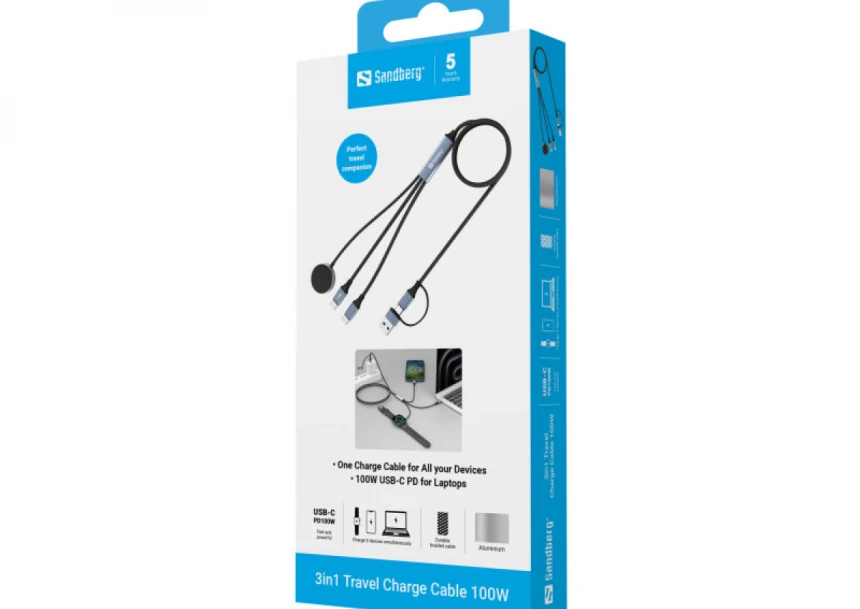 Kabl Sandberg 3u1 441-69 2xUSB-C/Mag Safe/100W