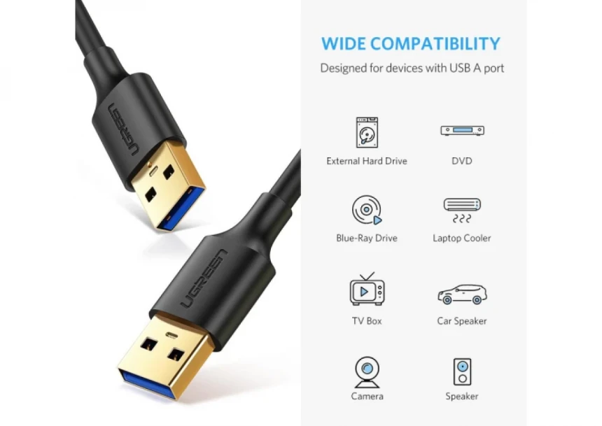 Kabl USB Ugreen US128 3.0 M/M 1m