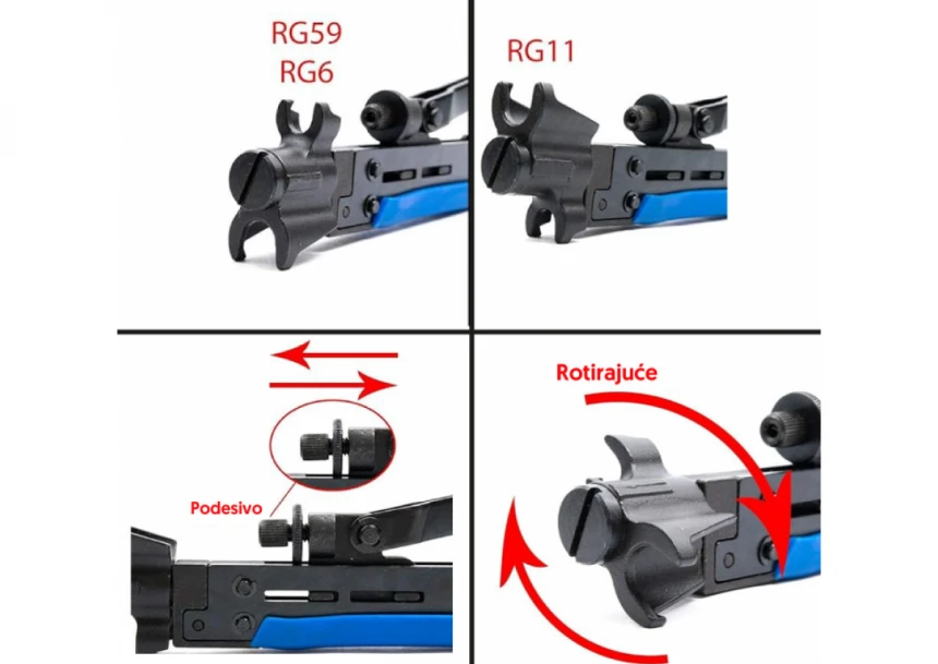 Klešta za kompresione F konektore RG6, RG59, RG11