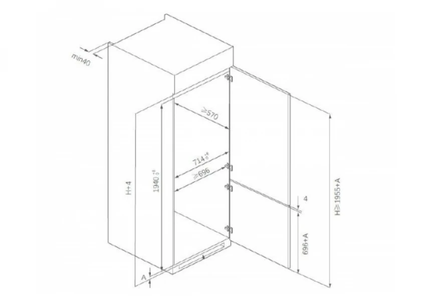 Kombinovani frižider HEINNER HCNF-BIM403INVD/No Frost/inverter/ugradni/69x195,3