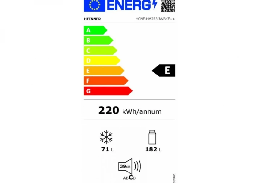 Kombinovani frižider HEINNER HCNF-HM253INVBKE++253l/NoFrost/54,5x181/Crni