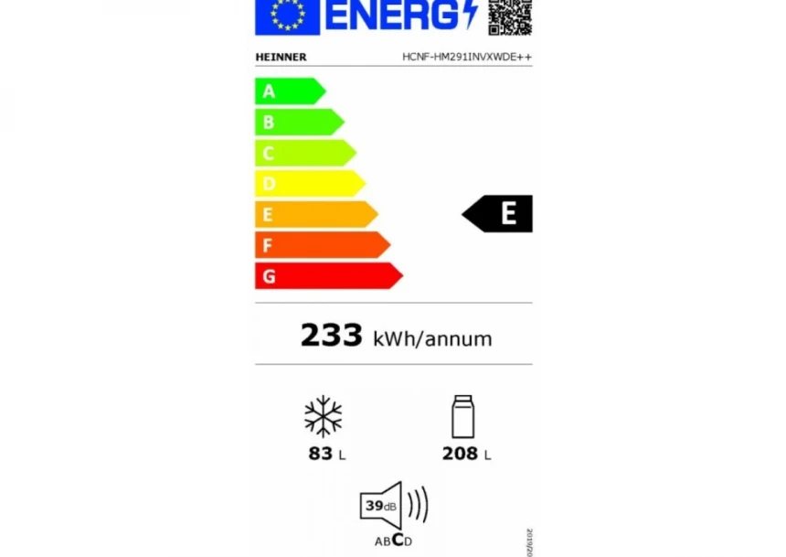 Kombinovani frižider HEINNER HCNF-HM291INVXWDE+/No frost/inverter/60 x 186 cm