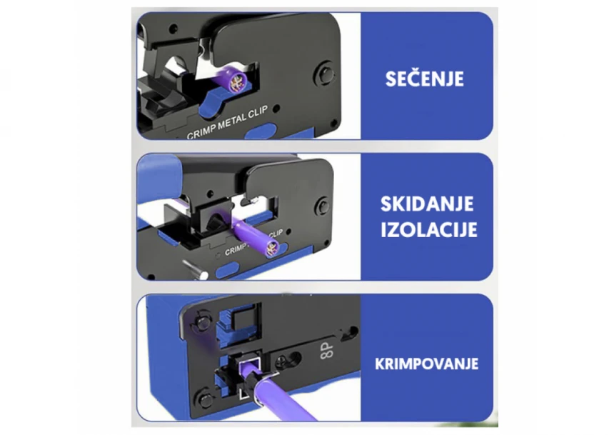 Krimp klešta za prolazne RJ45 utikače