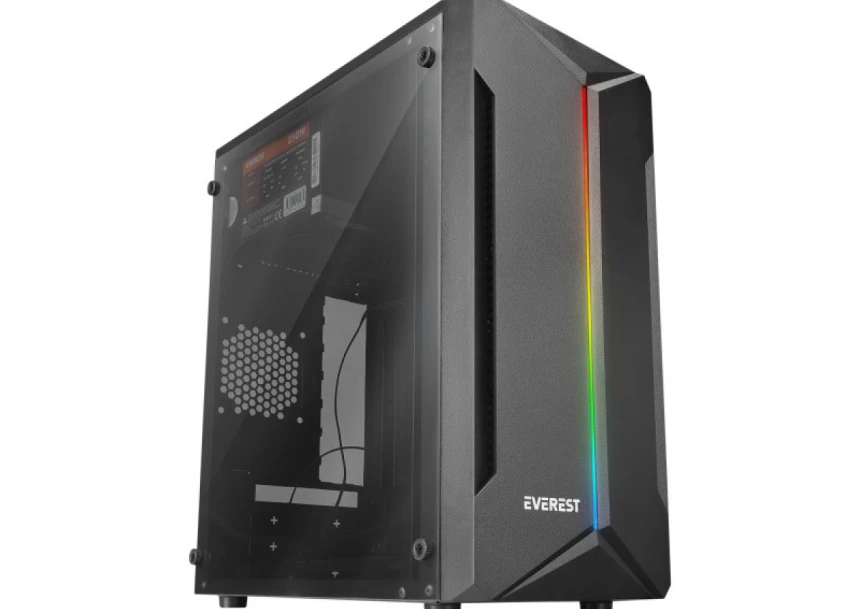 Kuciste Everest Saber 250W Akrilna stranica, M-ATX/RGB strip