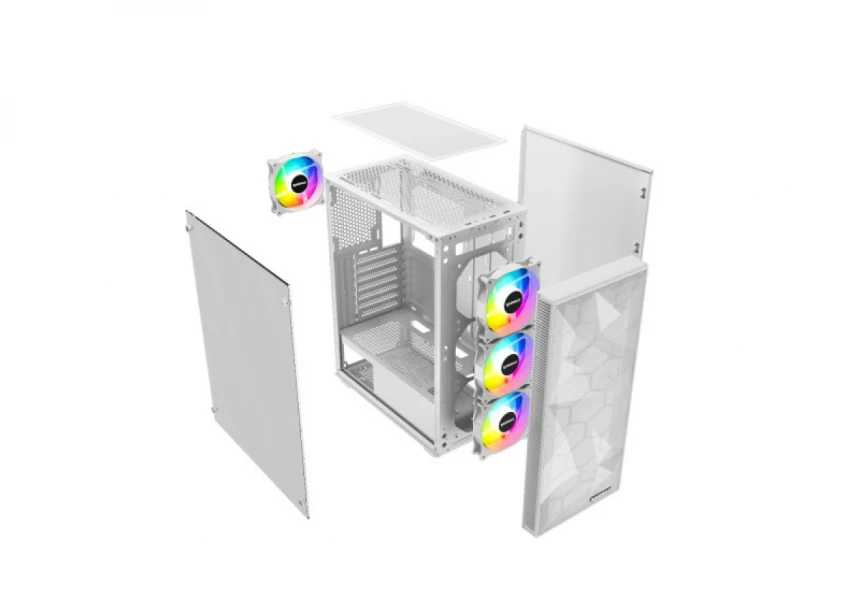 Kuciste Raidmax Talos window/White, 4x 120mm FRGB/650W/RT650RGBW