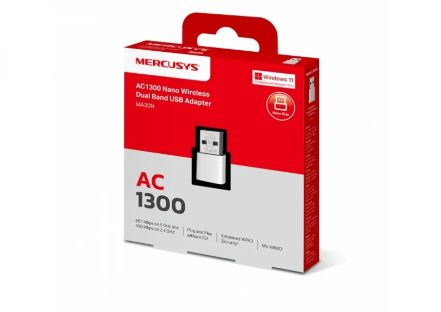 LAN MK Mercusys MA30N USB WiFi AC1300 Nano