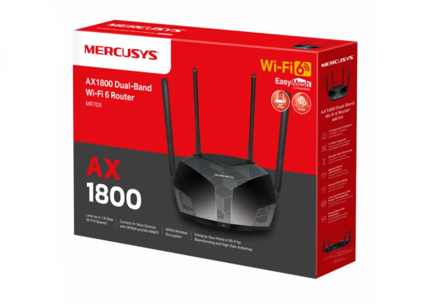 LAN Router Mercusys MR70X AX1800/1Gx WAN/3G LAN/4x5dBi
