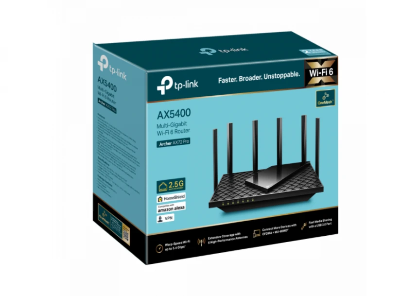 LAN Router TP-Link Archer AX72 PRO AX5400/WiFi6/3GLAN/1GWAN/1x2,5G WAN-LAN/USB
