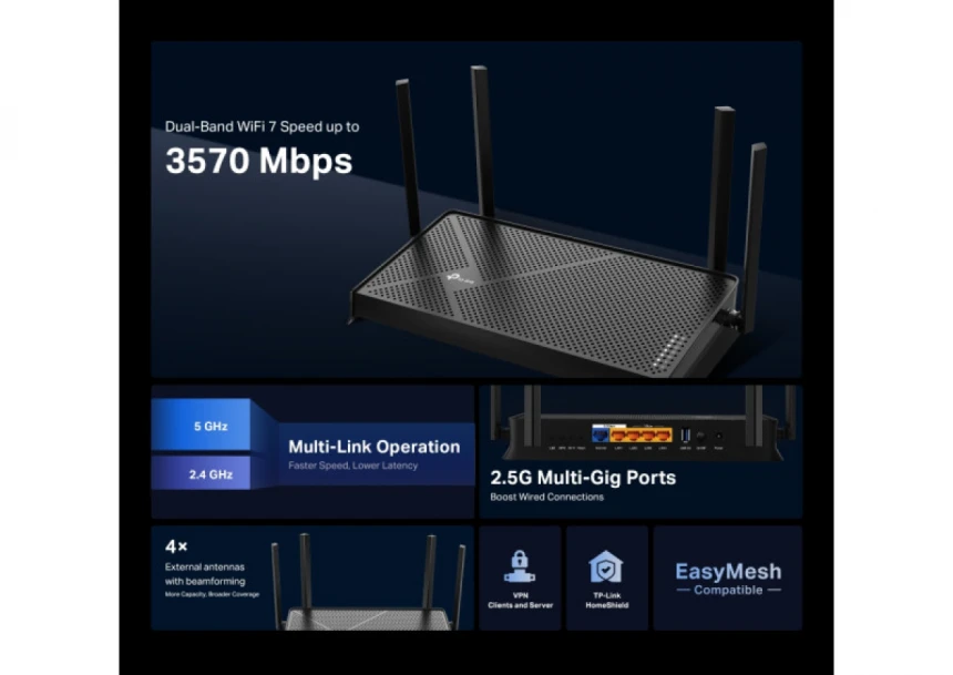 LAN Router TP-LINK Archer BE230 BE3600 WiFi7/2.5Gb WAN/4GLAN