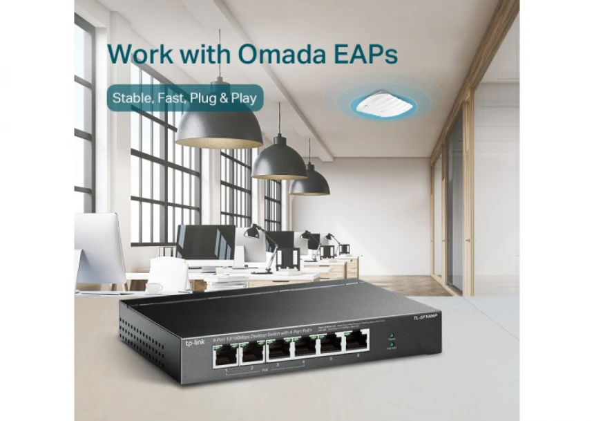 LAN Switch TP-LINK TL-SF1006P 6-port 10/100 4-Port PoE+