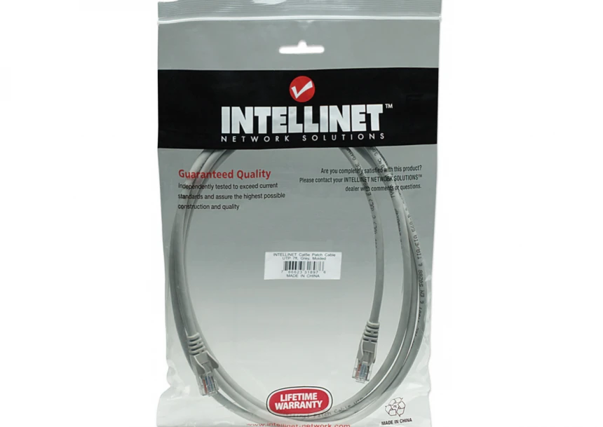 LAN UTP kabl intellinet 340380 Cat6 CCA//Sivi/1,5m
