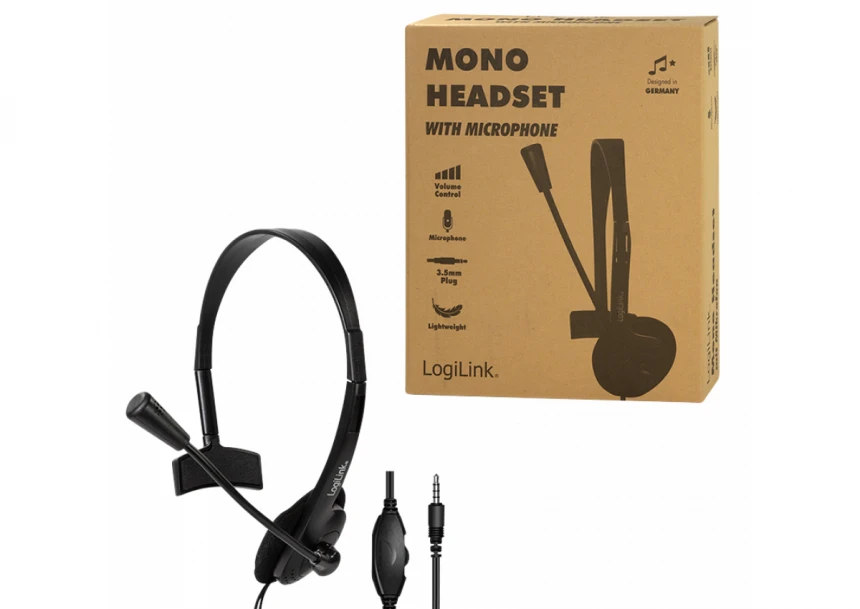 Logilink mono slušalice, povezivanje 3.5mm, mikrofon za call centre