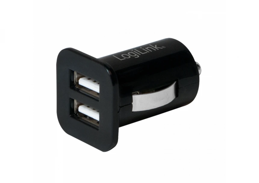 Logilink USB 2-Port punjač za auto, plus pogloga protiv klizanja, crna