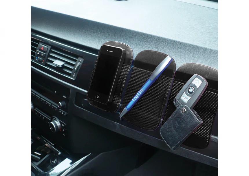 Logilink USB 2-Port punjač za auto, plus pogloga protiv klizanja, crna