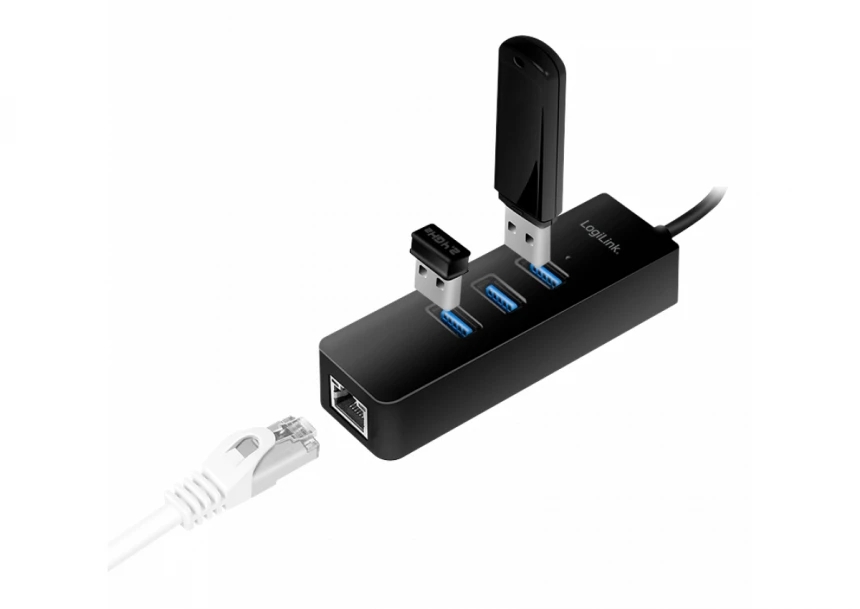 Logilink USB 3.2 Gen 1 Hub, 3-port, USB-C - Gigabit Ethernet