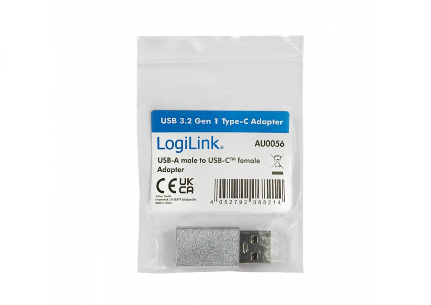 Logilink USB adapter USB-A/M na USB-C/F, srebrni
