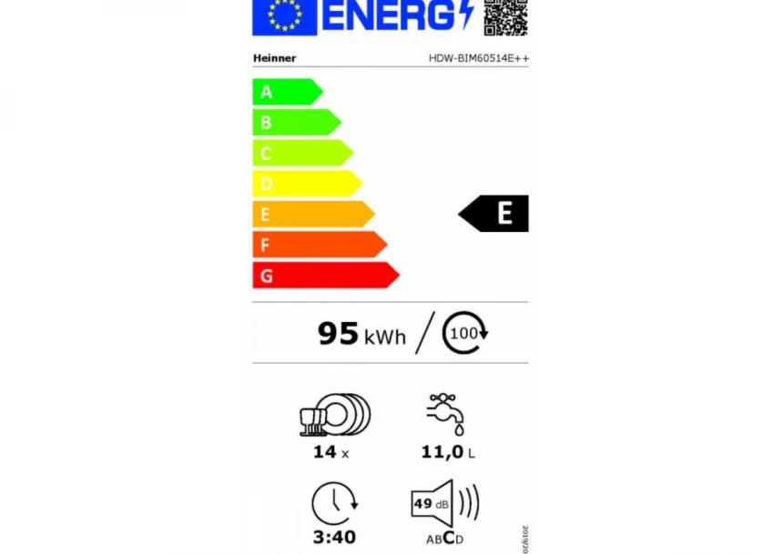 Mašina za pranje sudova HEINNER HDW-BIM60514E++14kompleta /60cm