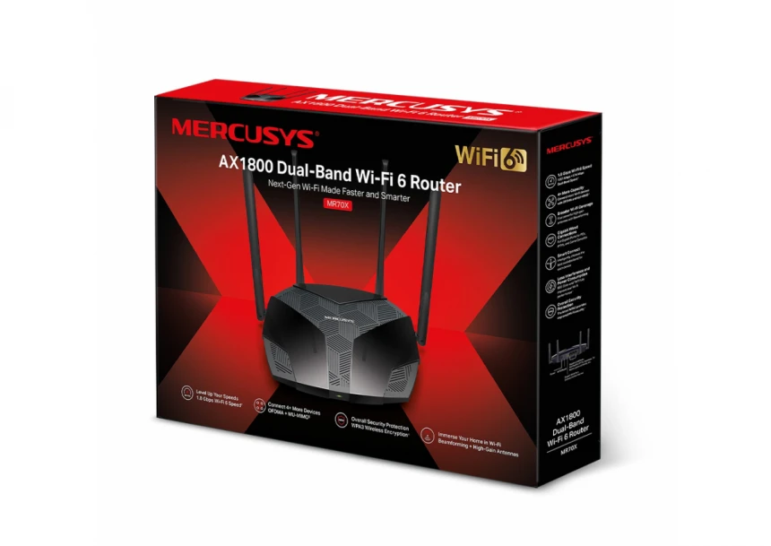 Mercusys MR70X, AX1800 Dual-Band WiFi 6 Router