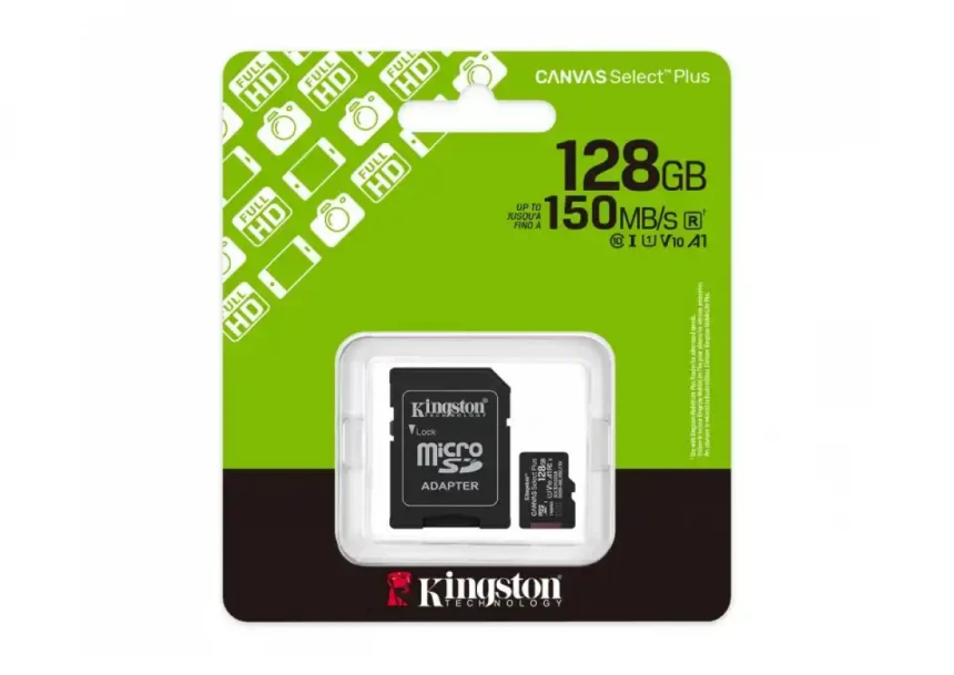 Micro SD Card 128GB Kingston + SD adapter SDCS3/128GB class 10