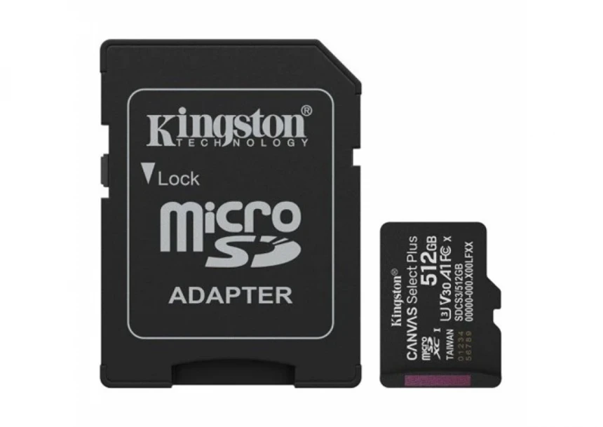 Micro SD Card 512GB Kingston + SD adapter SDCS3/512GB class 10