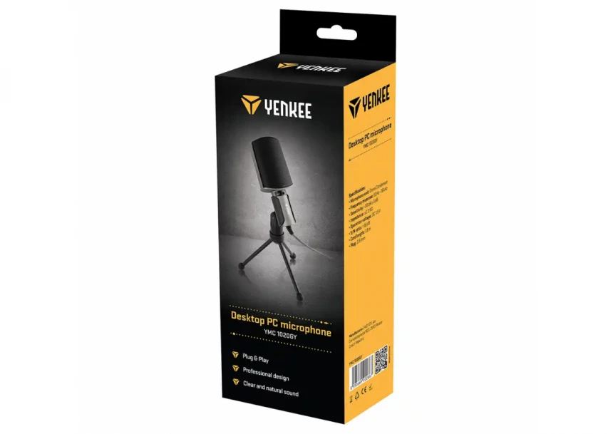 Mikrofon Yenkee YMC 1020GY PC mikrofon 3.5mm 1.8m 1.5V DC