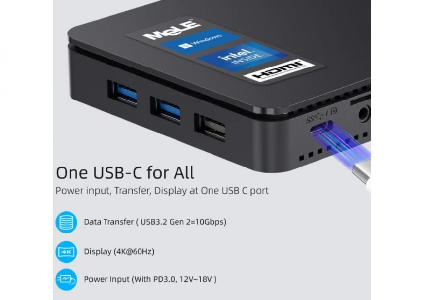 Mini PC MELE Overclock 4C 82P Win11 Pro