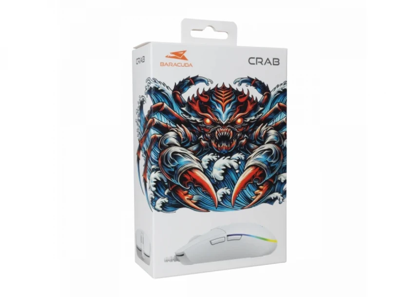 Miš Baracuda CRAB 3600DPI/6D/Optički/RGB/Bela