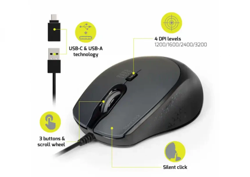 Miš Port Designs Office Pro Silent crni