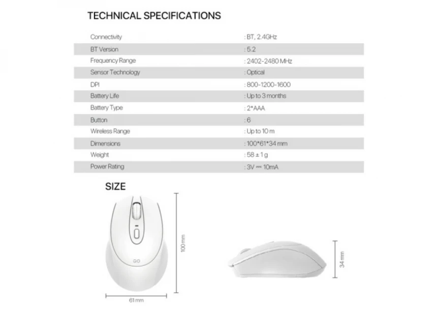 Miš Wireless Fantech W192 beli