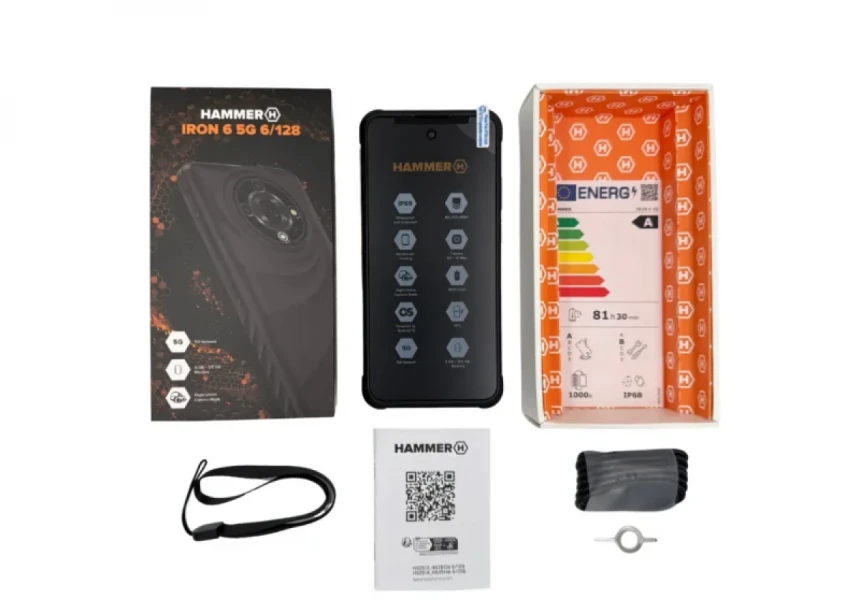 Mobilni telefon Hammer IRON 6 5G 6GB/128GB Black IP69K
