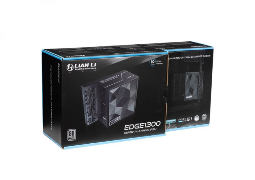 Napajanje 1300W Lian Li EDGE 80PLUS Platinum PCIe 5.1, ATX 3,1 USB HUB, BELO