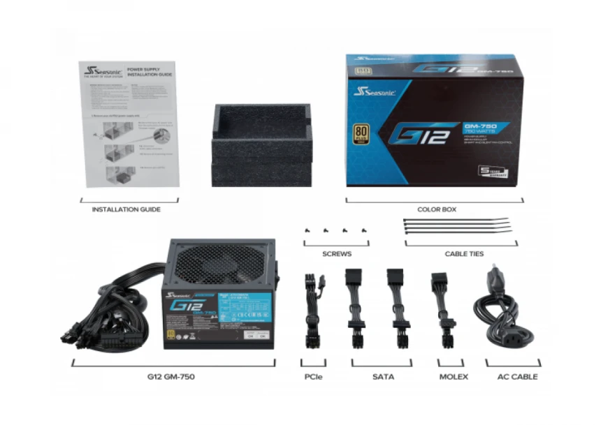 Napajanje 750W Seasonic G12 GM-750 Modularno, 80+ Gold