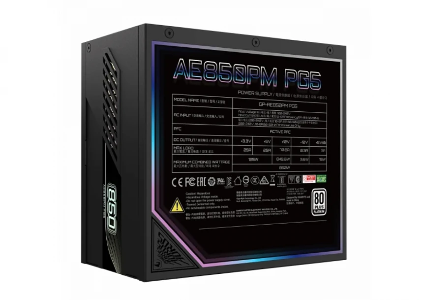 Napajanje 850W  Gigabyte Aorus Elite Platinum PG5 Modular Power Supply