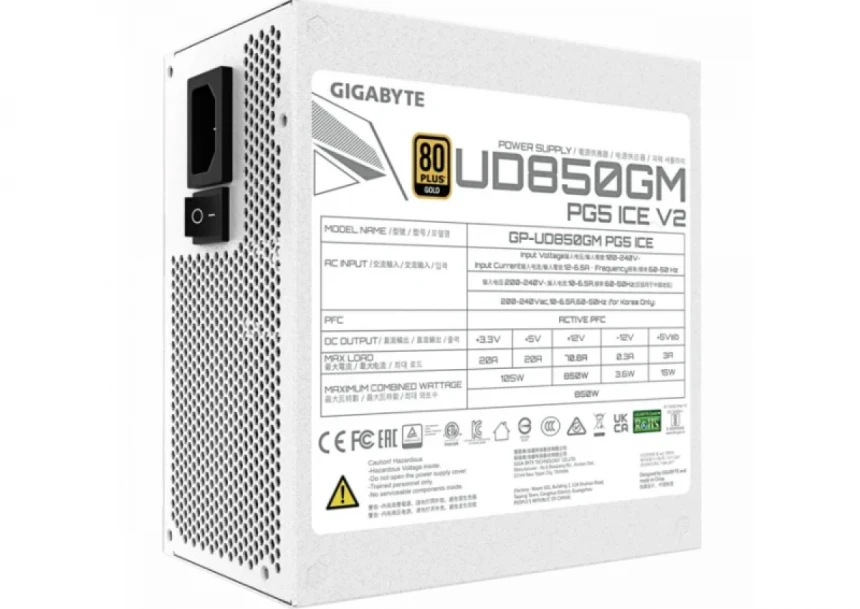 Napajanje 850W Gigabyte GP-UD850GM PG5 Ice V2