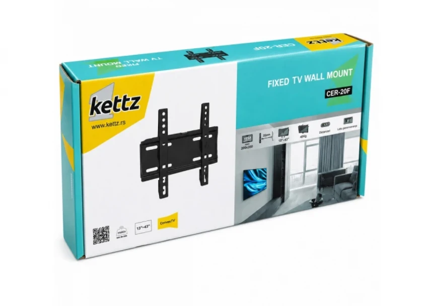 Nosač za TV Kettz CER-20F 13-43/vesa max 200x200/45kg/fiksni