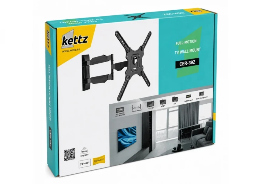 Nosač za TV Kettz CER-39Z 23-65/vesa max 400x400/35kg/zglobni