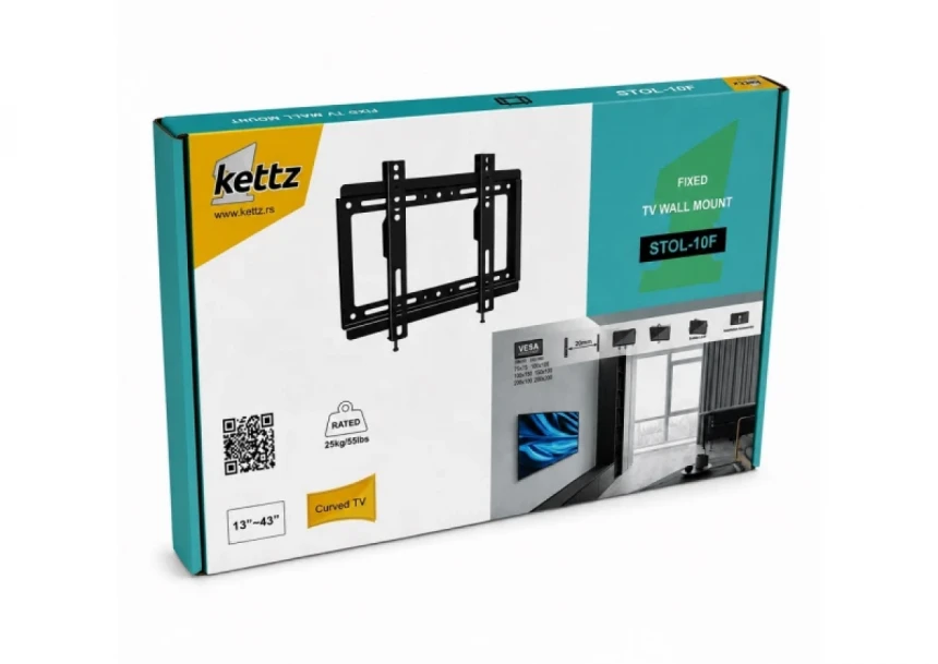 Nosač za TV Kettz STOL-10F 13-43/vesa max 200x200/25kg/fiksni