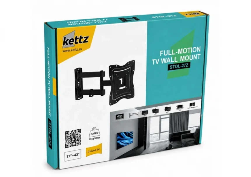 Nosač za TV Kettz STOL-27Z 17-43/vesa max 200x200/25kg/zglobni