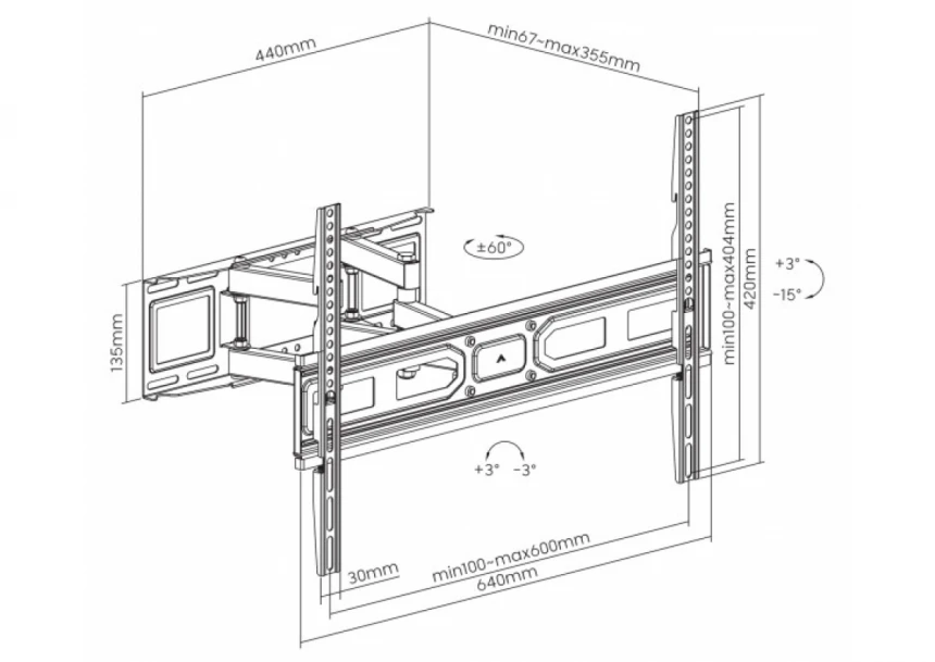 Nosač za TV zglobni Manhattan 462440 37"-80"