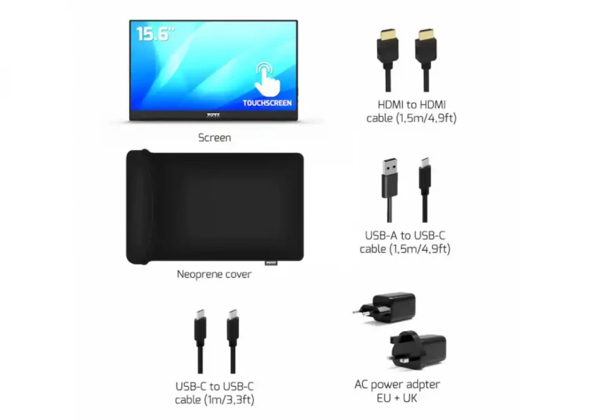 Portable monitor 15.6 Port Designs 902101T Touchscreen 1920x1080/IPS/HDMI/USB-A/USB-C/3.5mm/HDR