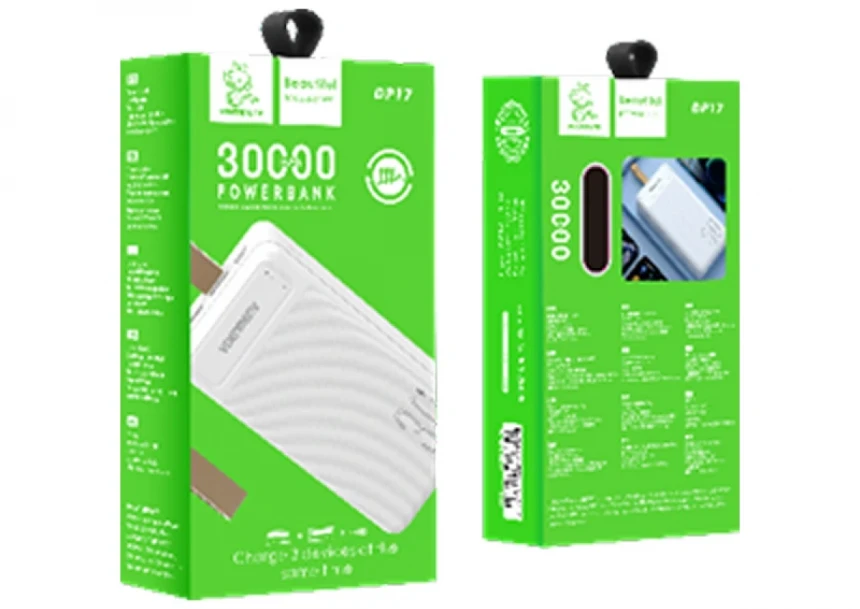 Power bank Denmen DP17 30000Mah 1xType C/2xUSB-A/1xMicro USB