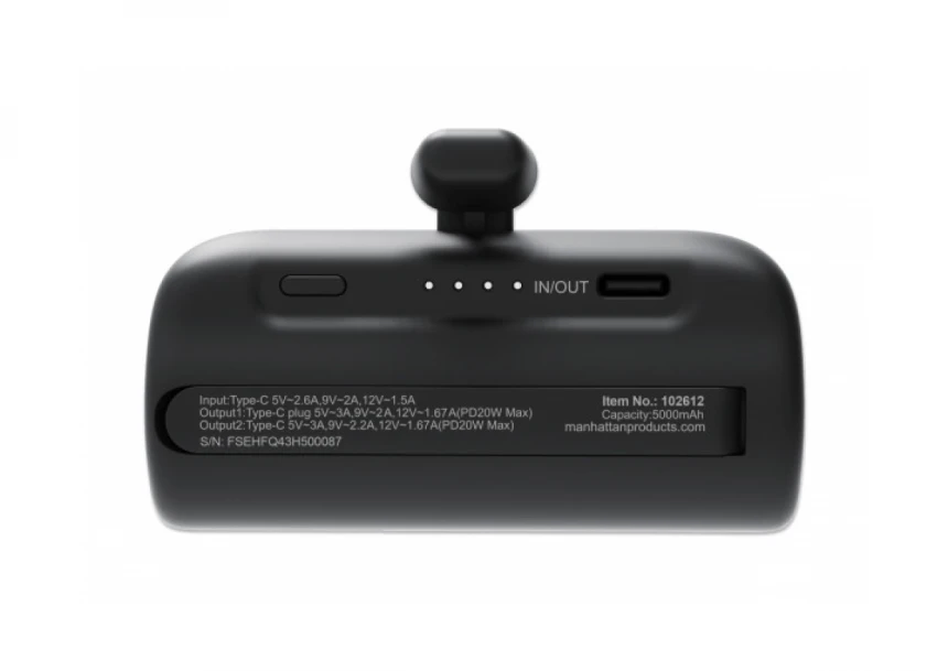 Powerbank Manhattan 102612 5000mAh 20W/Black/USB-C